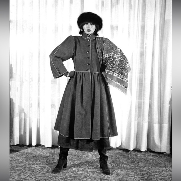 1976 YVES SAINT LAURENT 'Russian collection' striped wool coat size 36 EU (4-6) - Picture 14 of 15